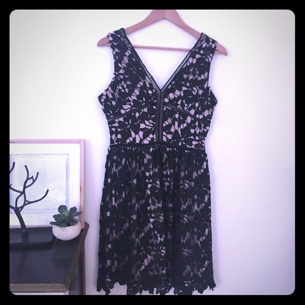 NWOT Love...Ady black lace overlay dress